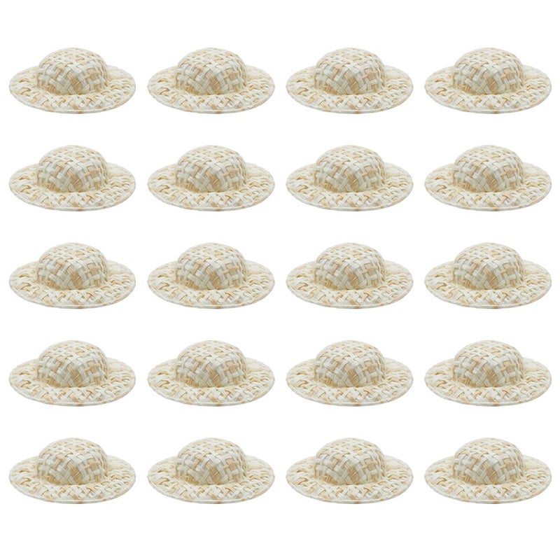 FOIBURELY 20 Pcs Mini Imitation Straw Knitting Hats Miniature Doll Hats for Dollhouse DIY Craft Decoration Accessories(2 inchs) - Image 1